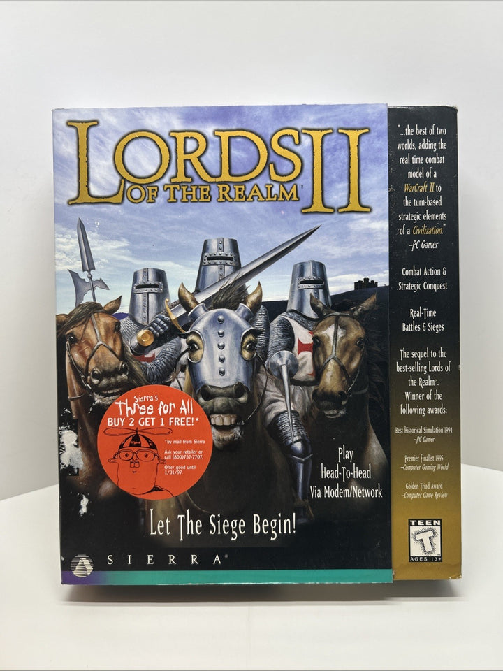 Lords of the Realm II (1996) Sierra Windows 95 DOS CD Complete BIG BOX