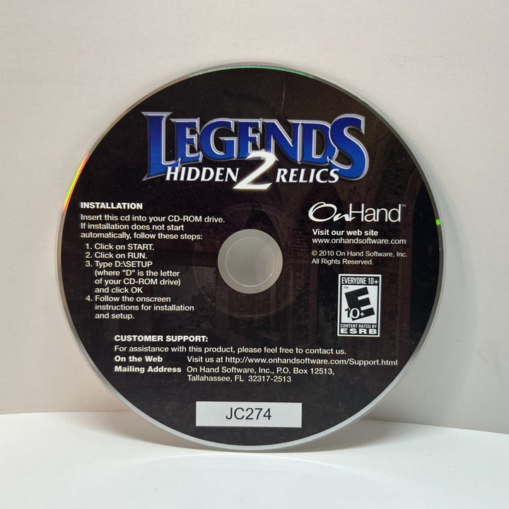 Legends 2: Hidden Relics (PC, 2011) Pre-owned Disc Only