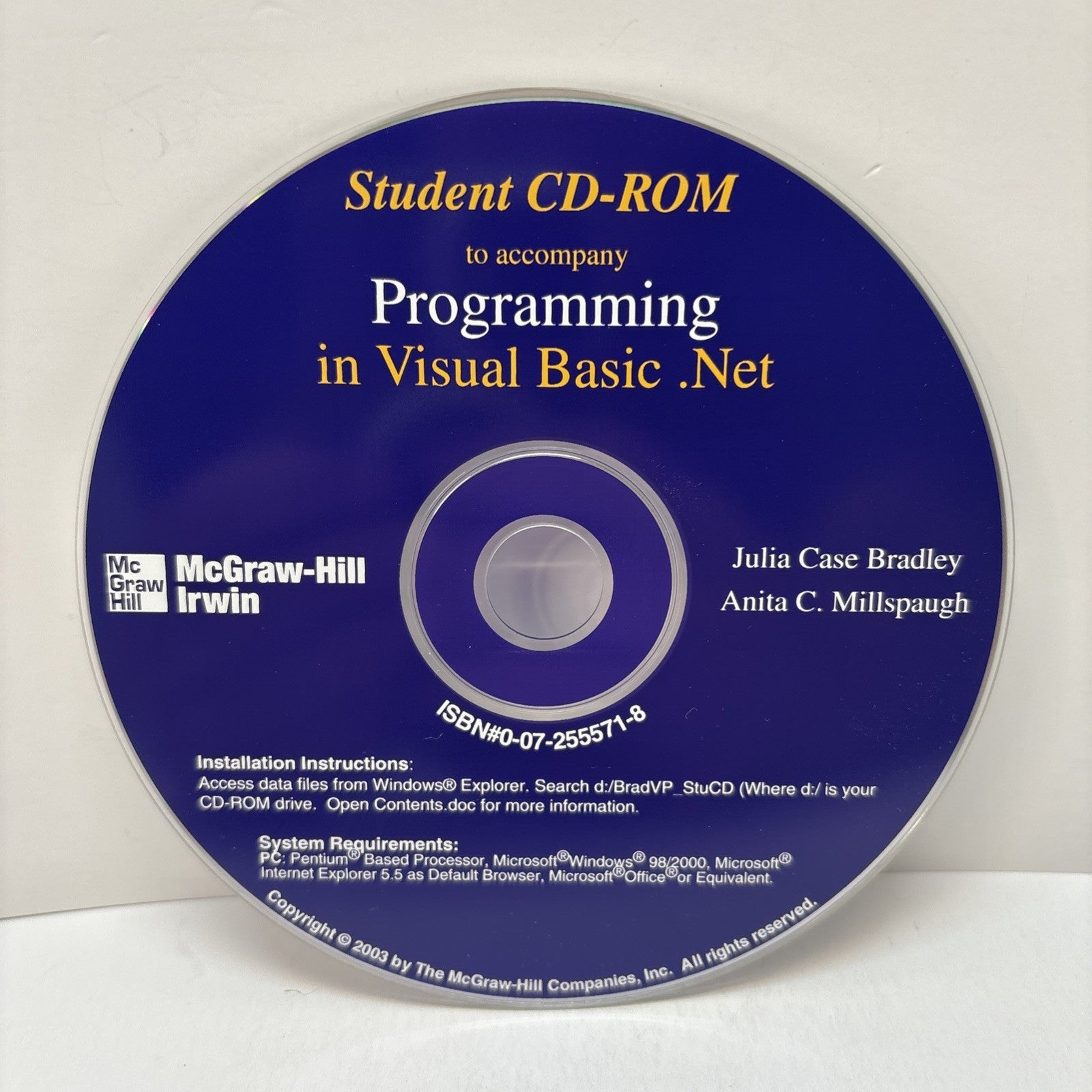 Student CD-ROM To Accompany Programming in Visual Basic. NET - McGraw-Hill Irwin
