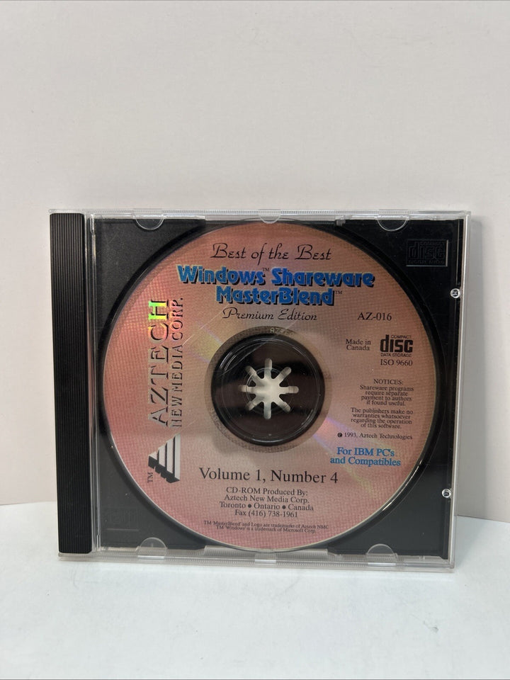 CD Aztech Windows Shareware MasterBlend Volume 1 Number 4 AZ-016 Premium Edition