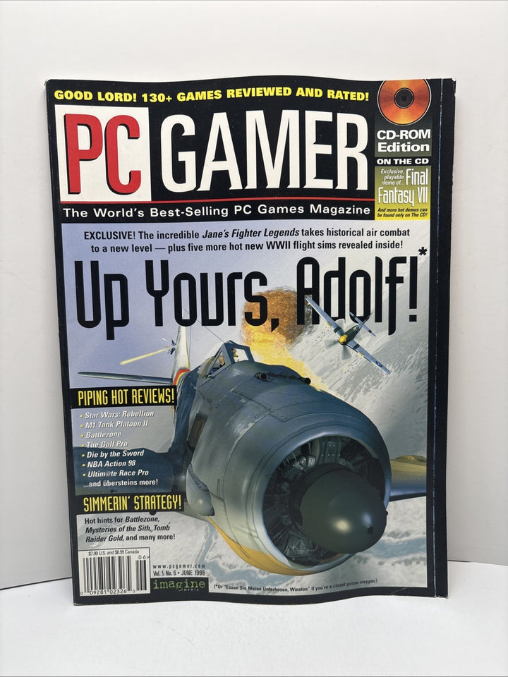PC Gamer Magazine June 1998 Up Yours, Adolf! - Vol 5 No 6 - NO LABEL