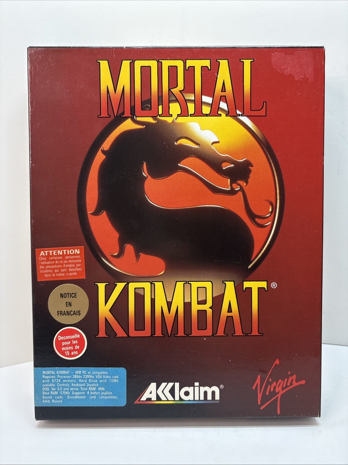 Mortal Kombat (IBM PC) Big Box Complete With Instructions - EU French Français