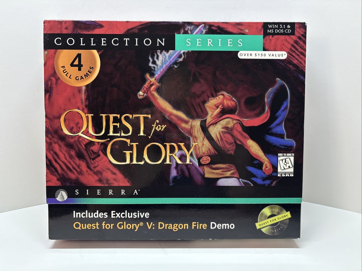Quest for Glory Collection Series PC CD - Sierra Game V Dragon Fire -VGC Big Box