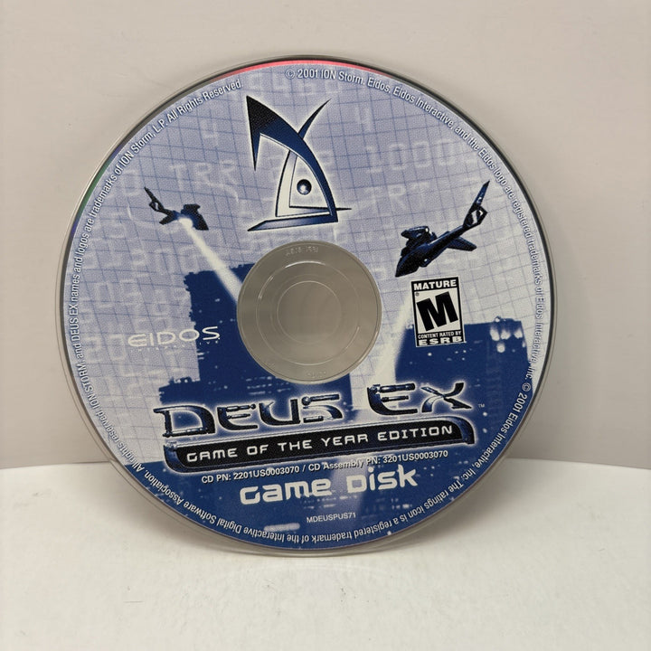 Deus Ex Game of the Year Edition PC 2001 Eidos Game Disk Only Tested