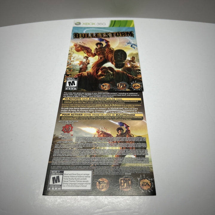 Bulletstorm Microsoft Xbox 360 -  Manual And Insert Only