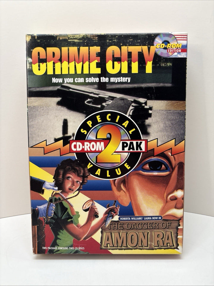 Crime City & The Dagger of Amon Ra PC Game CD ROM 1993 Special 2 cd Pack