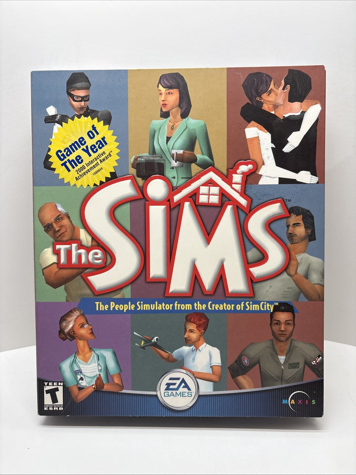 The Sims Game Big Box Game of the Year First Edition 2000-w/manual & references