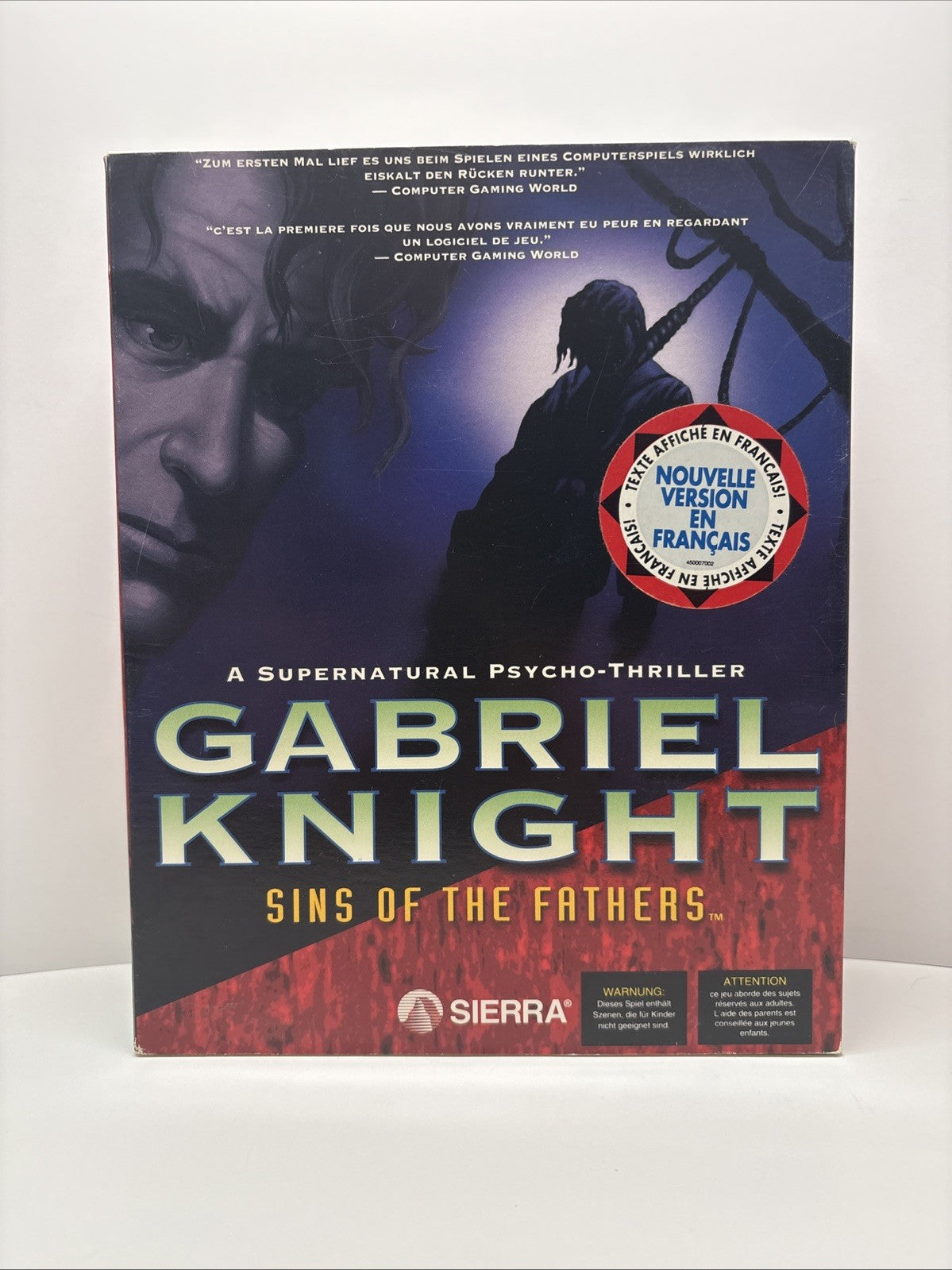 Gabriel Knight Sins of the Fathers (1993) PC 3.5” Disks Big Box Sierra - FRENCH