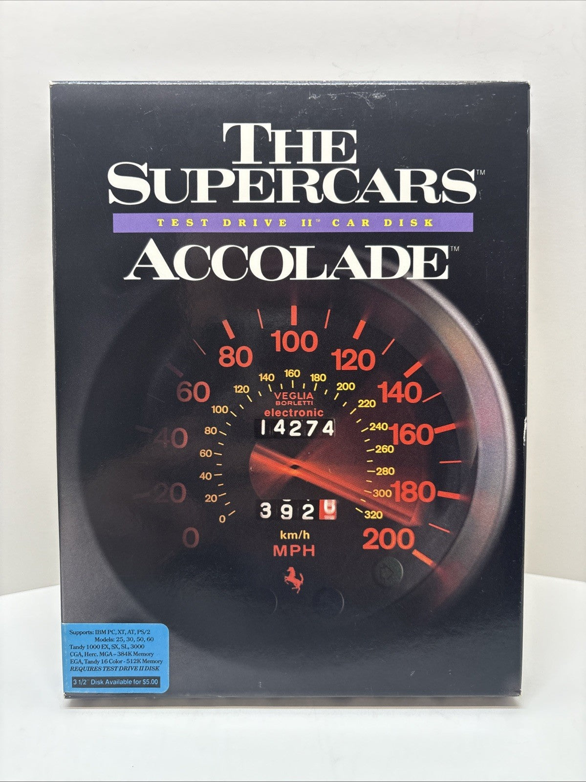 The Supercars Test Drive II - Big Box PC - IBM PC & Tandy - 5 CARS