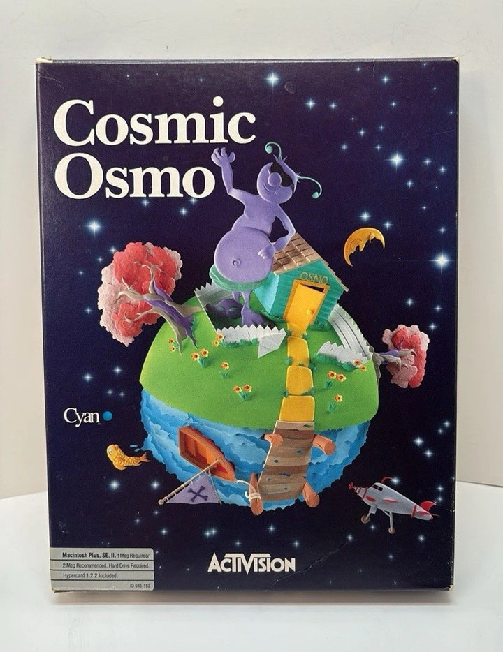 Cosmic Osmo (1989) Big Box - Macintosh - Floppies, CD, Manual -Holographic Cover
