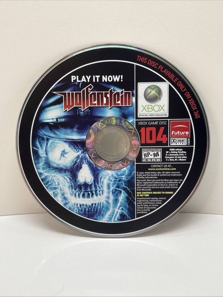 Wolfenstein Xbox 360 OXM Demo Disc 104 Official Xbox Magazine