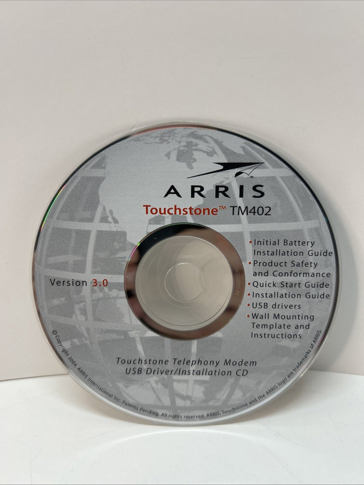 Arris Touchstone Telephony Modem TM402 Version 3.0 CD Install Users Guide
