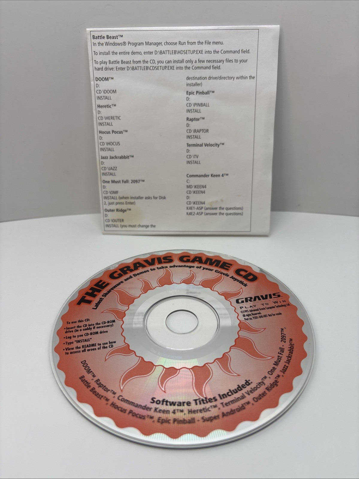 The Gravis Game CD (1995) Shareware Demo : Doom Heretic Keen Jazz Jackrabbit