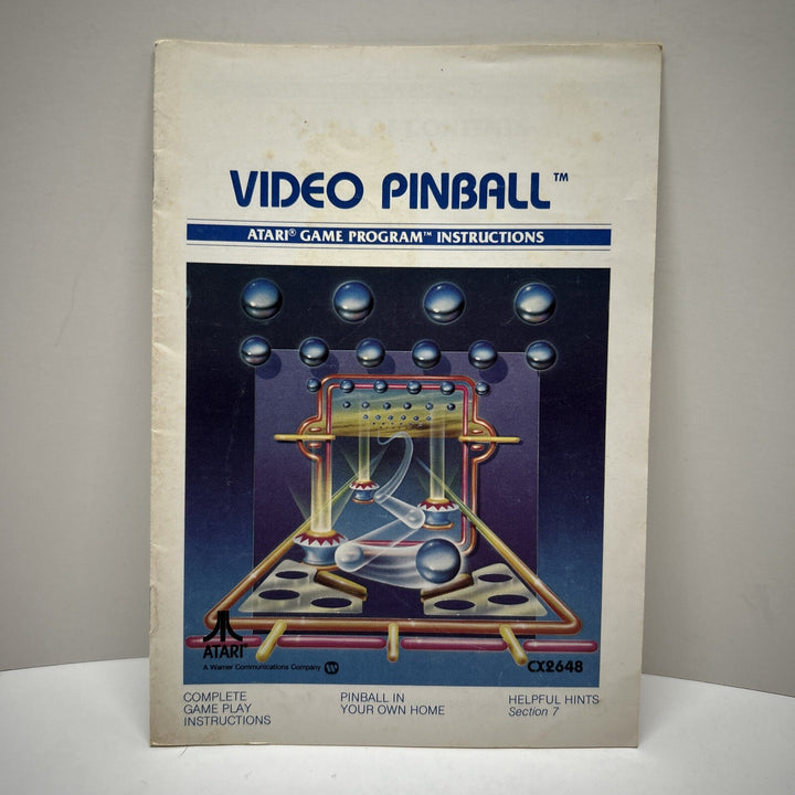 Video Pinball Atari 2600 Manual 1981