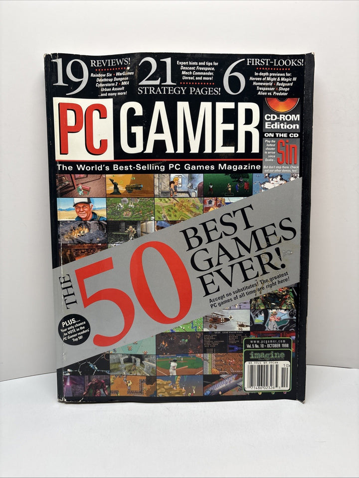 PC Gamer Magazine October 1998 Vol. 5 No. 10 - 50 Best Games Ever!