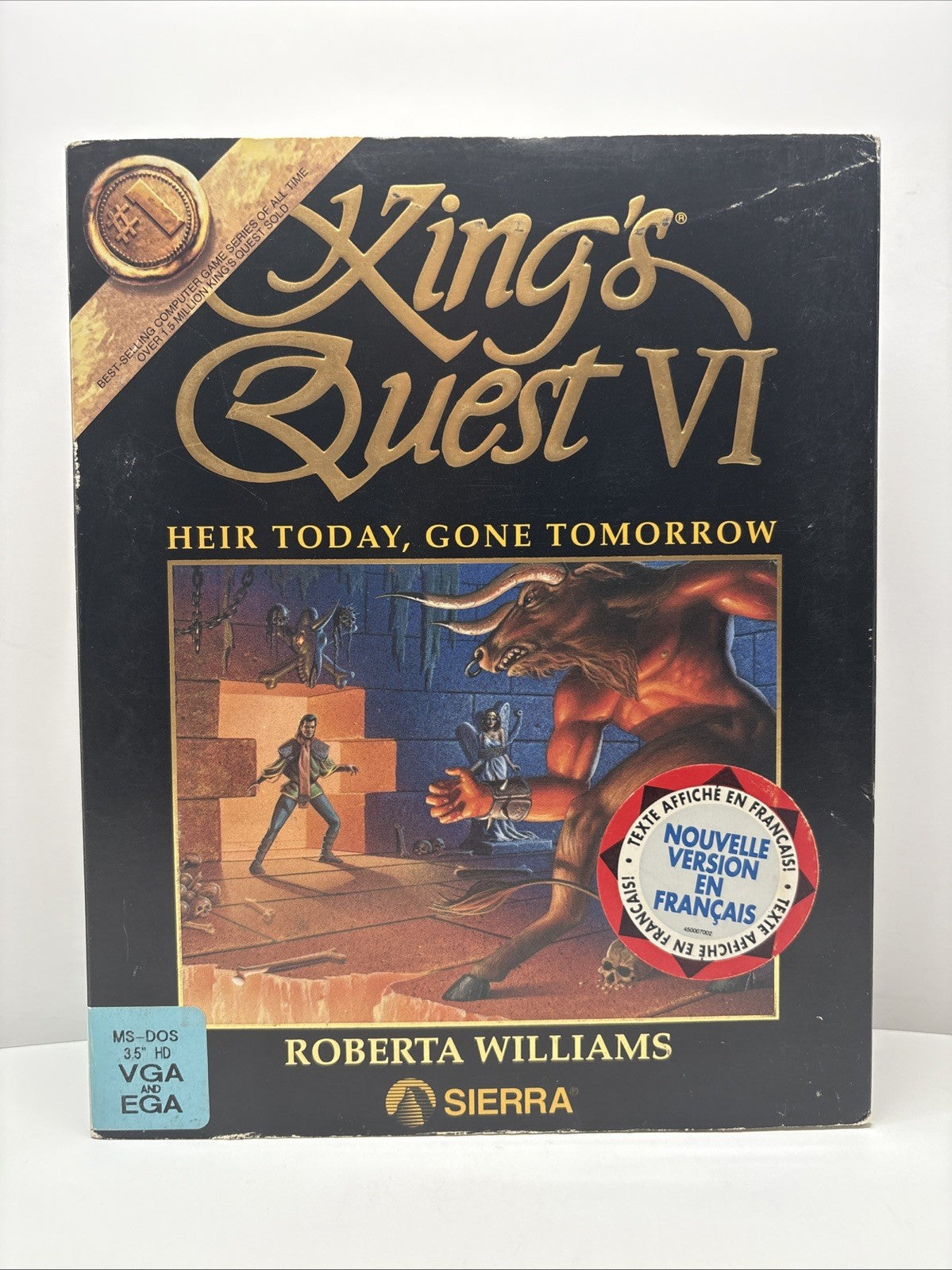 King's Quest VI 6 French Français Vintage Sierra PC game 3.5" floppy disquettes