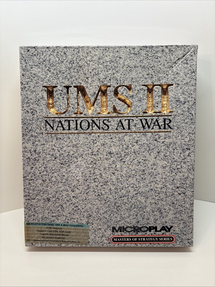UMS II 2 Nations At War MicroPlay Vintage 5.25” Inch Disk IBM Big Box PC Game