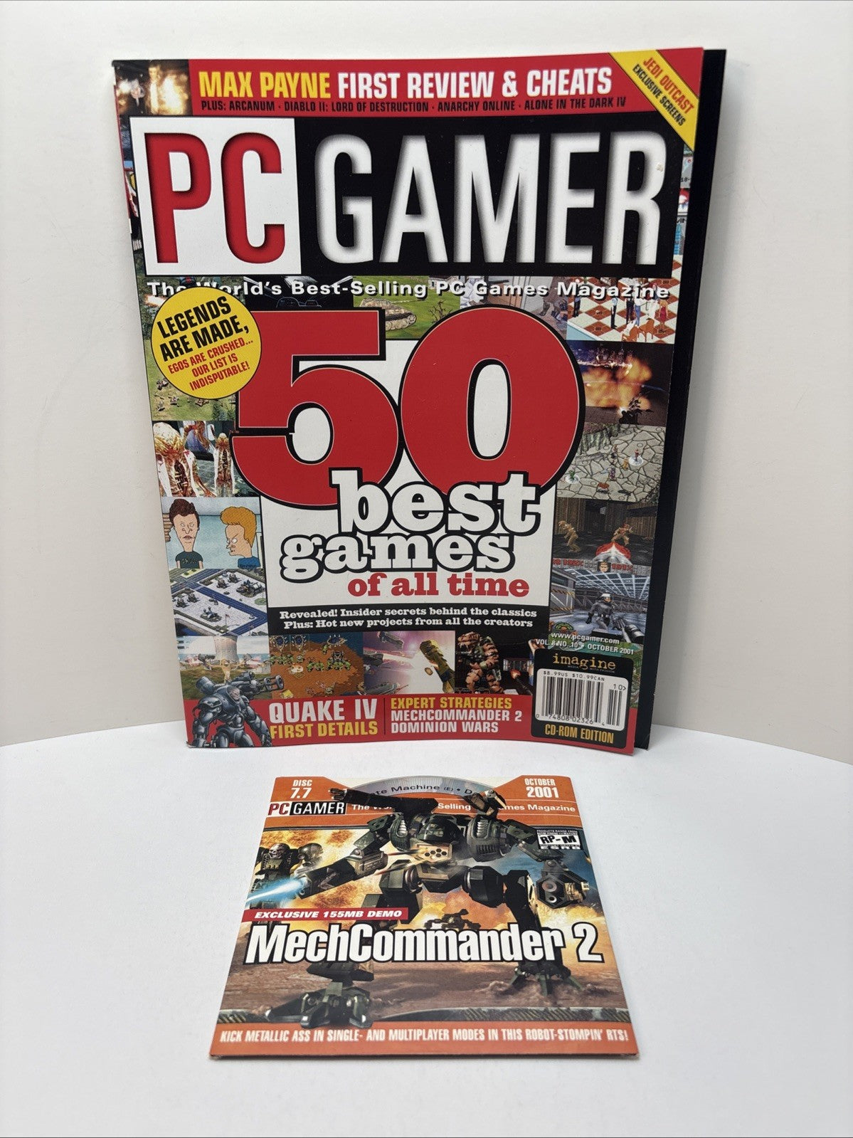 PC Gamer Magazine October 2001 #89 50 Best Games Of All Time - With Demo Disc