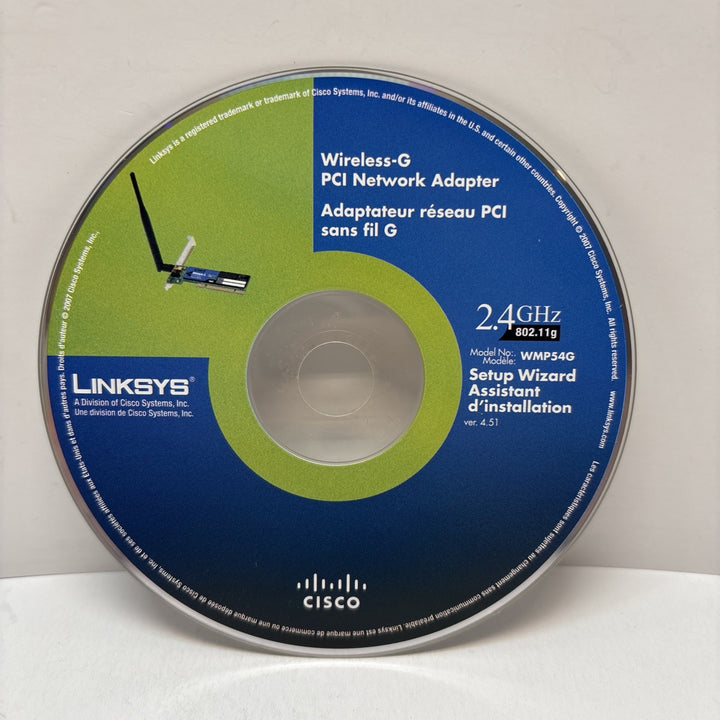Linksys Wireless G PCI Network Adapter Setup Disk WMP54G 2.4 GHz Version 4.51