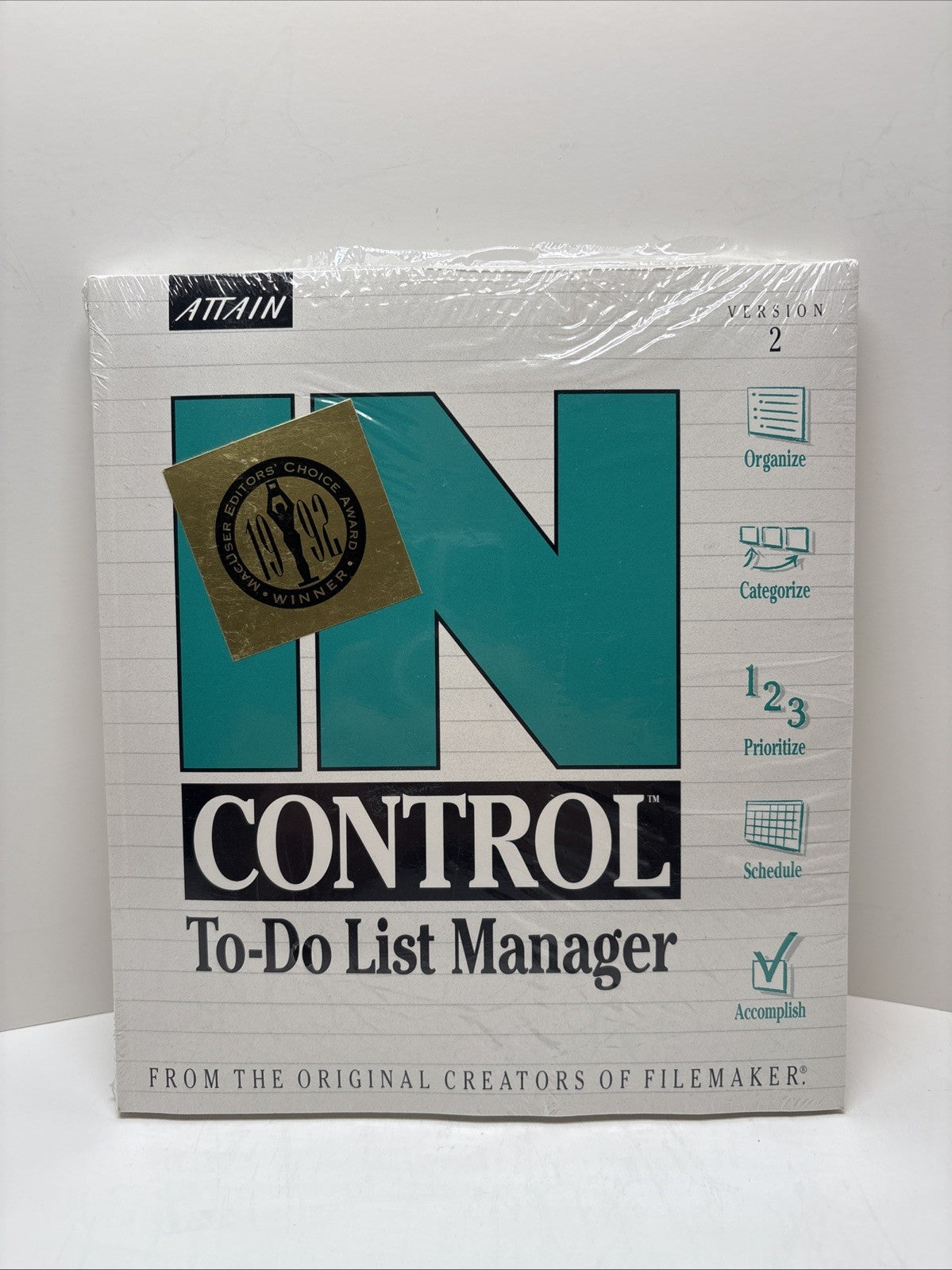 In Control To-Do List Manager Version 2 – Macintosh – Big Box – Complete – Clean