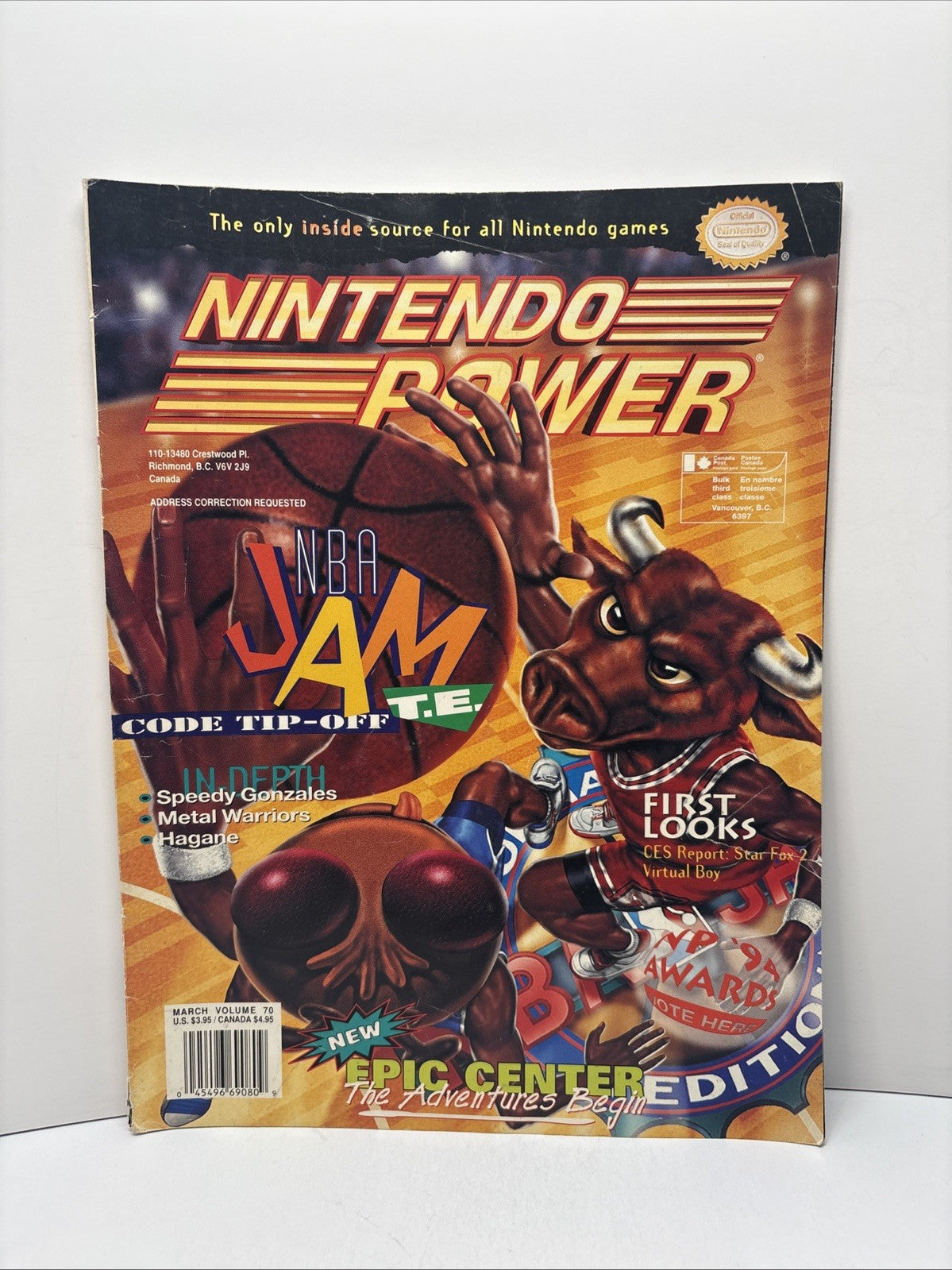 Nintendo Power Magazine March 1995 Vol 70 NBA Jam T.E. & Epic Center Adventure