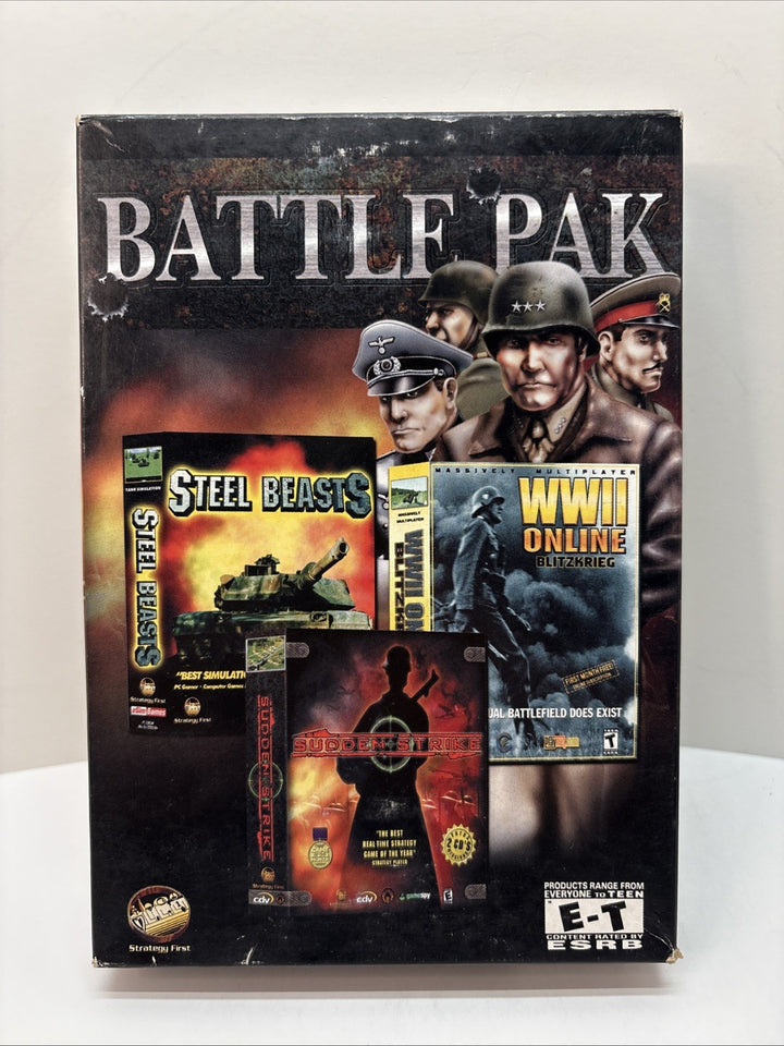 Strategy First Battle Pak 2001 PC game- Steel Beast, Sudden Strike, WWII Online