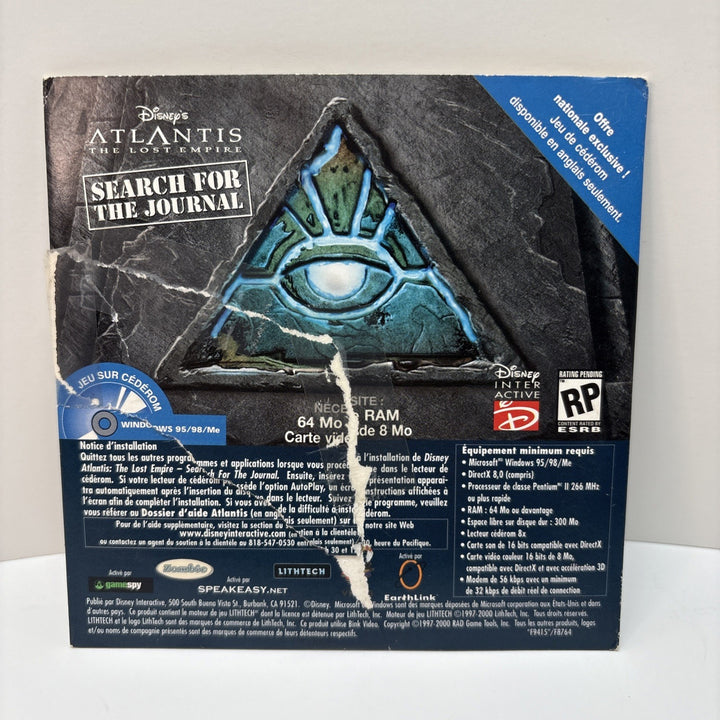 Atlantis The Lost Empire Search for The Journal Disney's PC CD-Rom Game - French