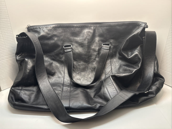 m0851 Leather Weekender Duffel Bag Black Genuine Leather Stingray Logo