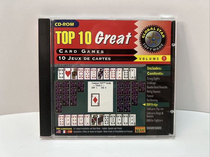 Top 10 Great Card Games Volume 1 Windows 95 PC CD Rom Video Game