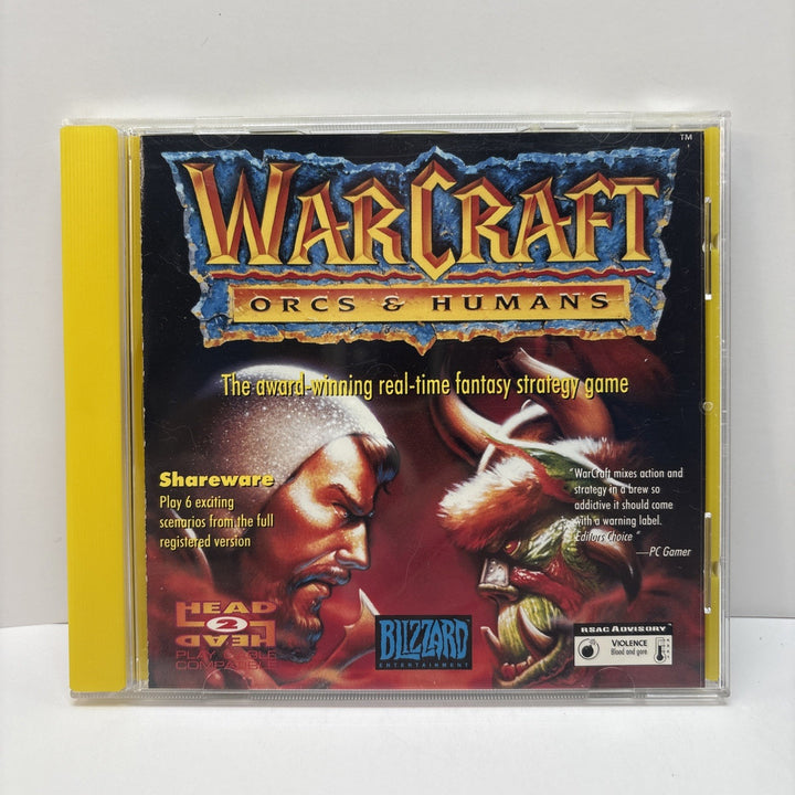 Warcraft Orcs & Humans (1994) Shareware Blizzard PC CD-ROM Gold Medallion - Mint