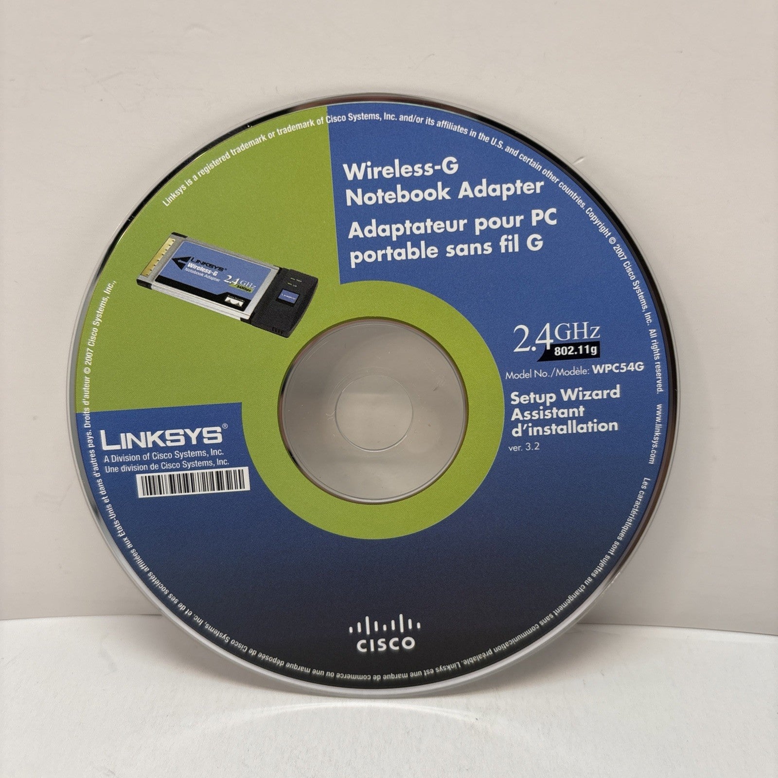 Linksys Wireless G Notebook Adapter Setup Disk Model WPC54G 2.4 GHz Version 3.2