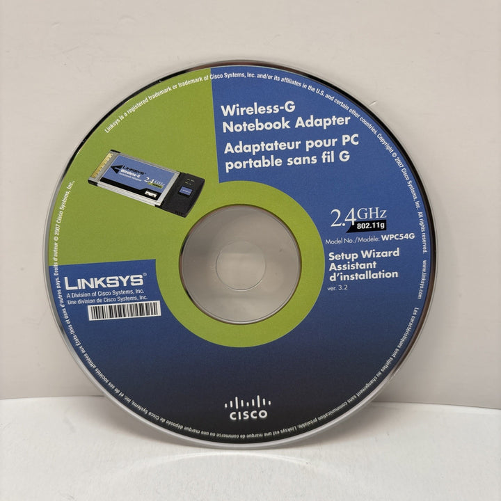 Linksys Wireless G Notebook Adapter Setup Disk Model WPC54G 2.4 GHz Version 3.2