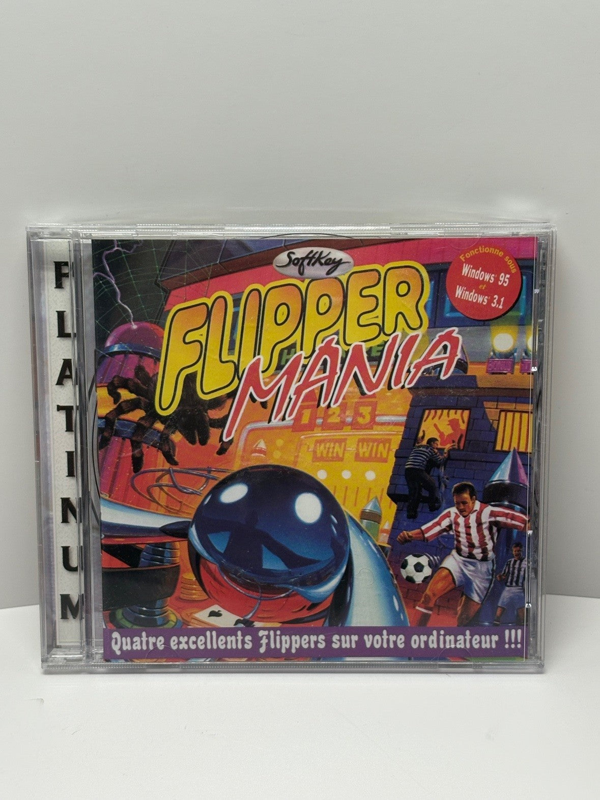 Flipper Mania PC CD-ROM FR Jewel Case SoftKey Platinum Pinball 1997 4 Tables