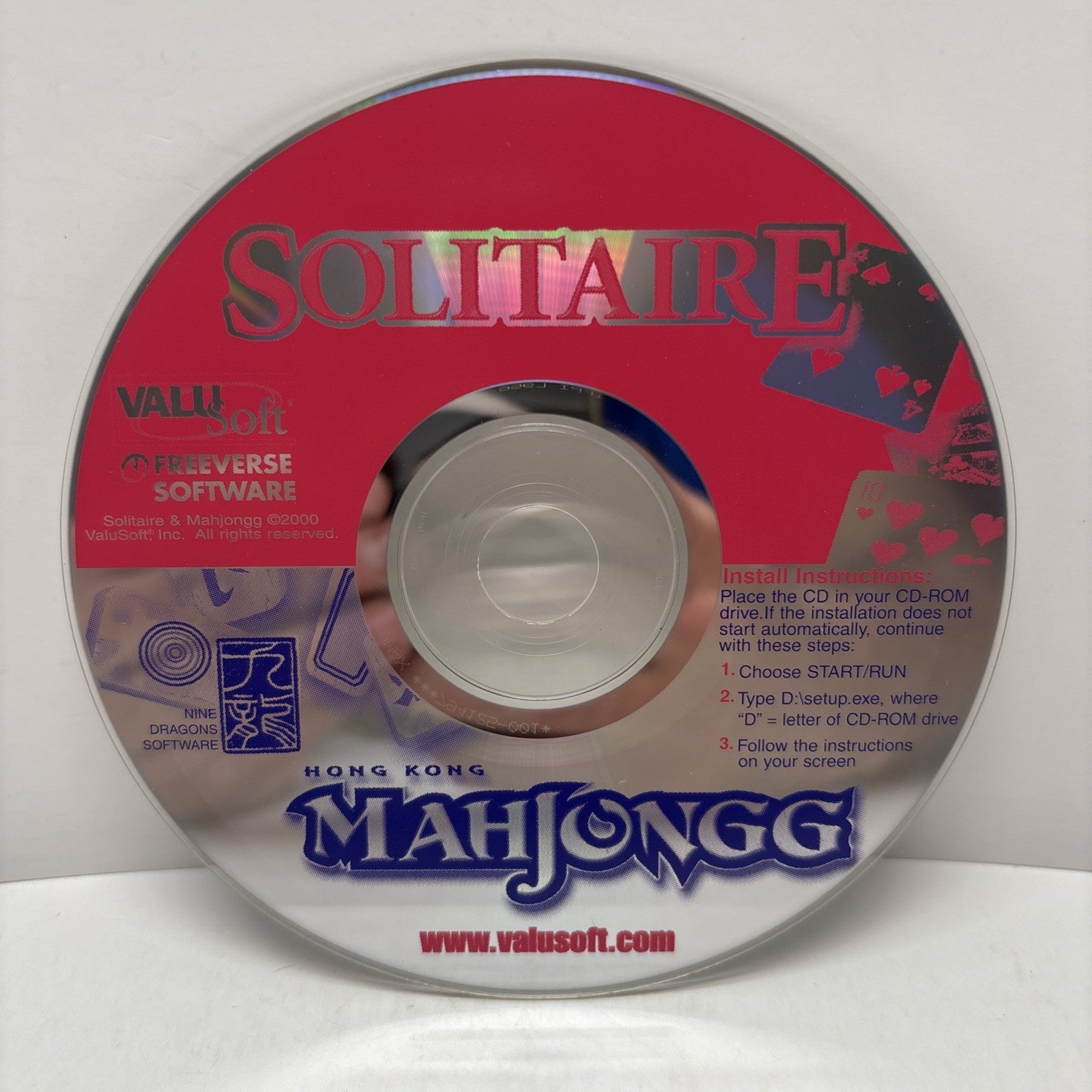 PC Computer 2 Complete Games Solitaire & Hong Kong Mahjongg CD-ROM ValuSoft 2000