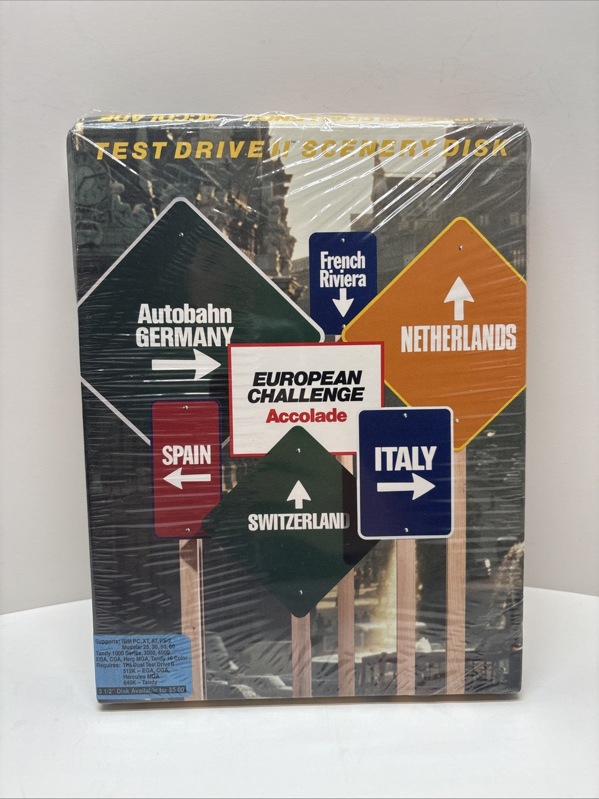 EUROPEAN CHALLENGE TEST DRIVE 2 SCENERY DISK IBM PC BIG BOX ACCOLADE