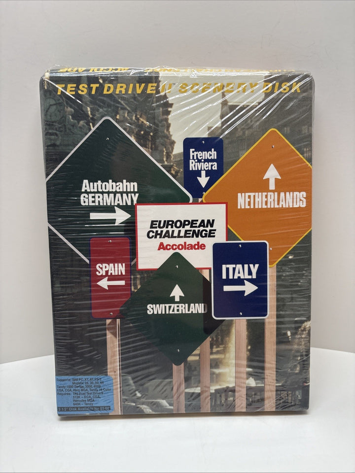 EUROPEAN CHALLENGE TEST DRIVE 2 SCENERY DISK IBM PC BIG BOX ACCOLADE