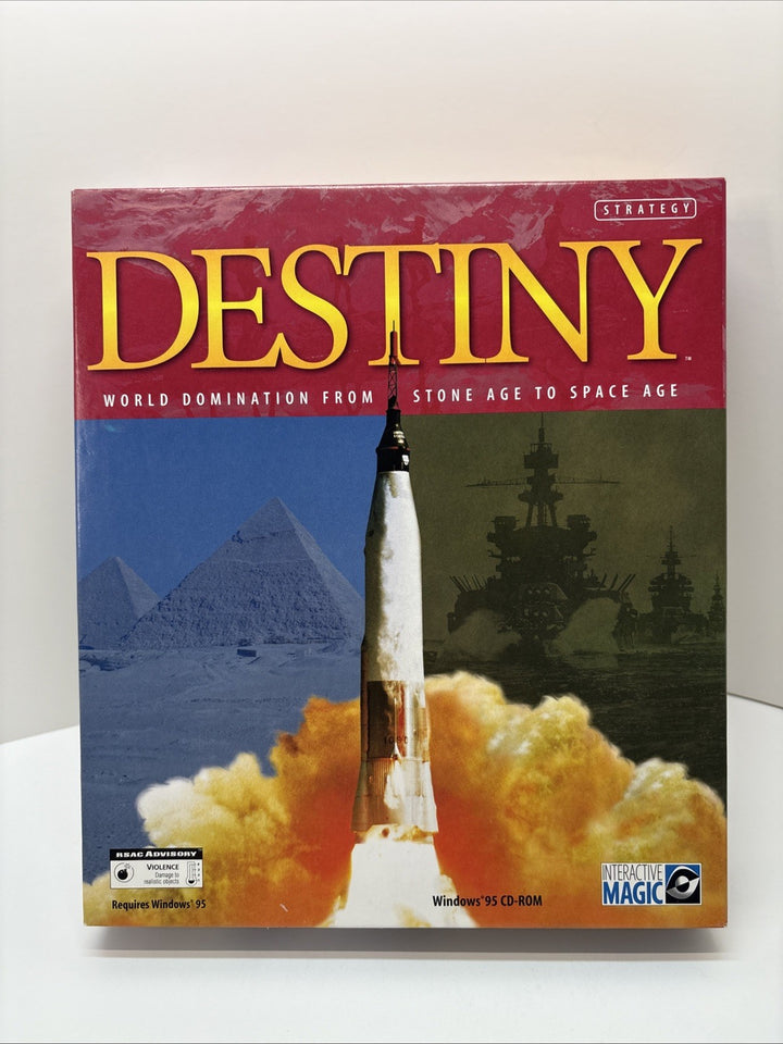DESTINY WORLD DOMINATION From Stone Age to Space Age 1996 PC CD-ROM Sealed Jewel