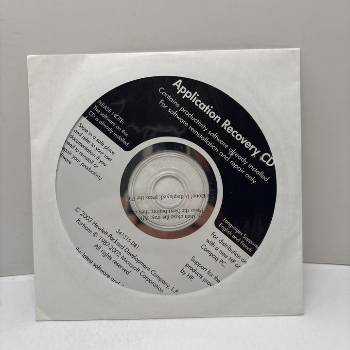 HP Application Recovery CD 2003 Software Reinstallation & Repair 341315-DB1 New