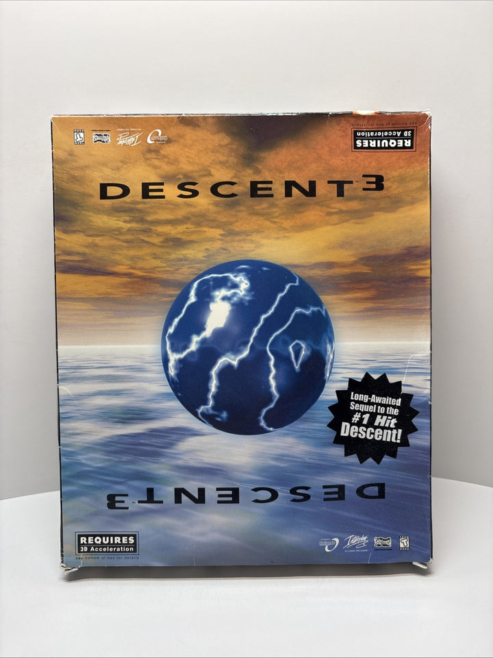 Descent 3 PC CD-ROM Game Interplay Windows 1999 - Damaged Big Box See Pictures
