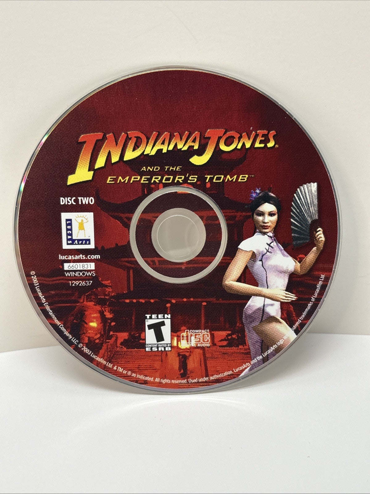 Indiana Jones and The Emperor's Tomb (PC CD, 2003) DISC 2 Only - Incomplete