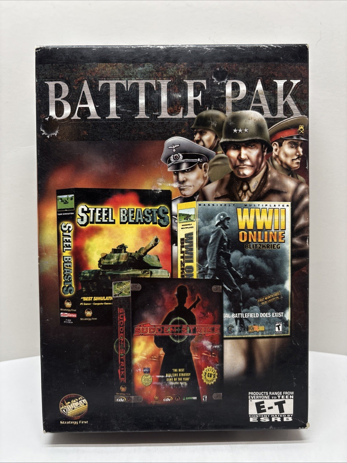 Strategy First Battle Pak 2001 PC game- Steel Beast, Sudden Strike, WWII Online