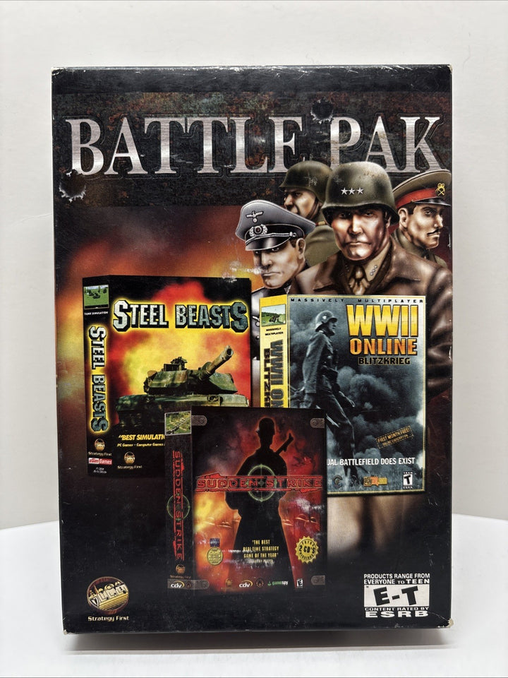 Strategy First Battle Pak 2001 PC game- Steel Beast, Sudden Strike, WWII Online